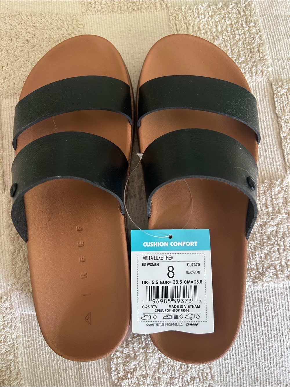 Reef Vista Luxe Thea Women's Black and Brown Slide Sandals